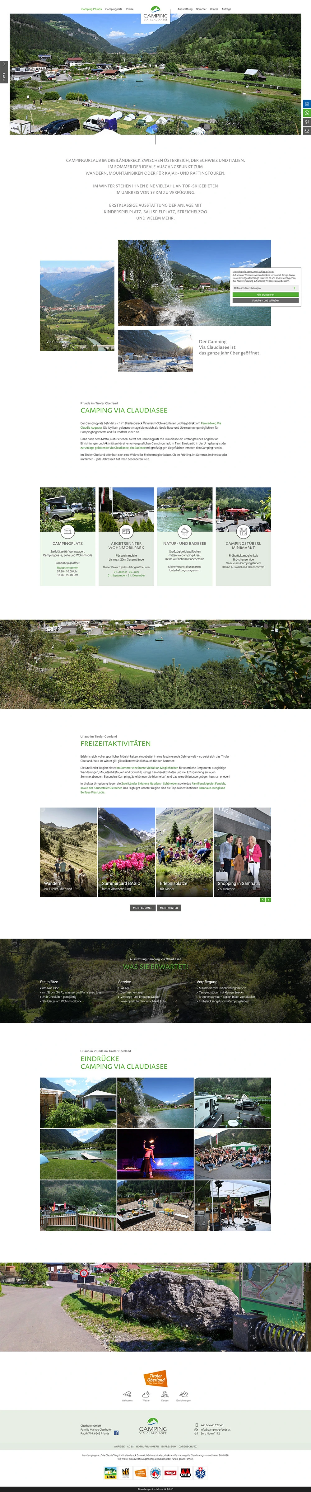 Website-Vorschau Camping Via Claudiasee
