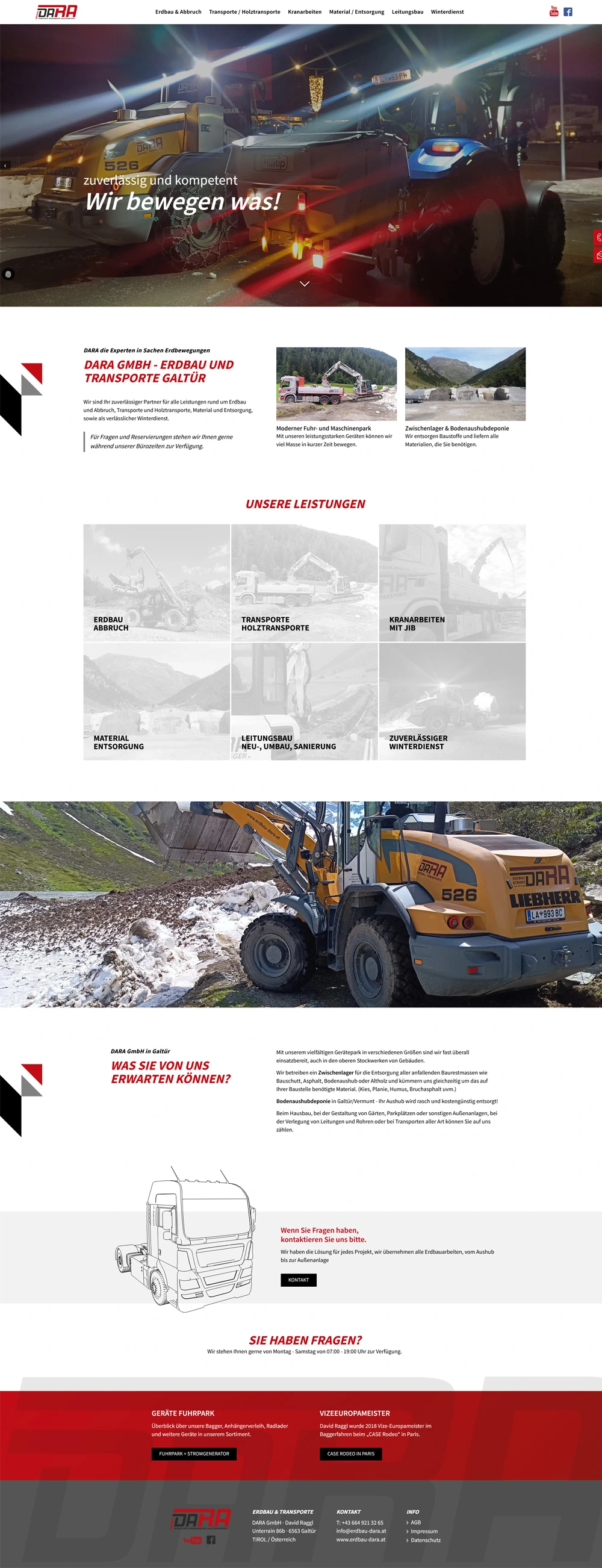Website-Vorschau DARA Erdbau und Transporte Galtür