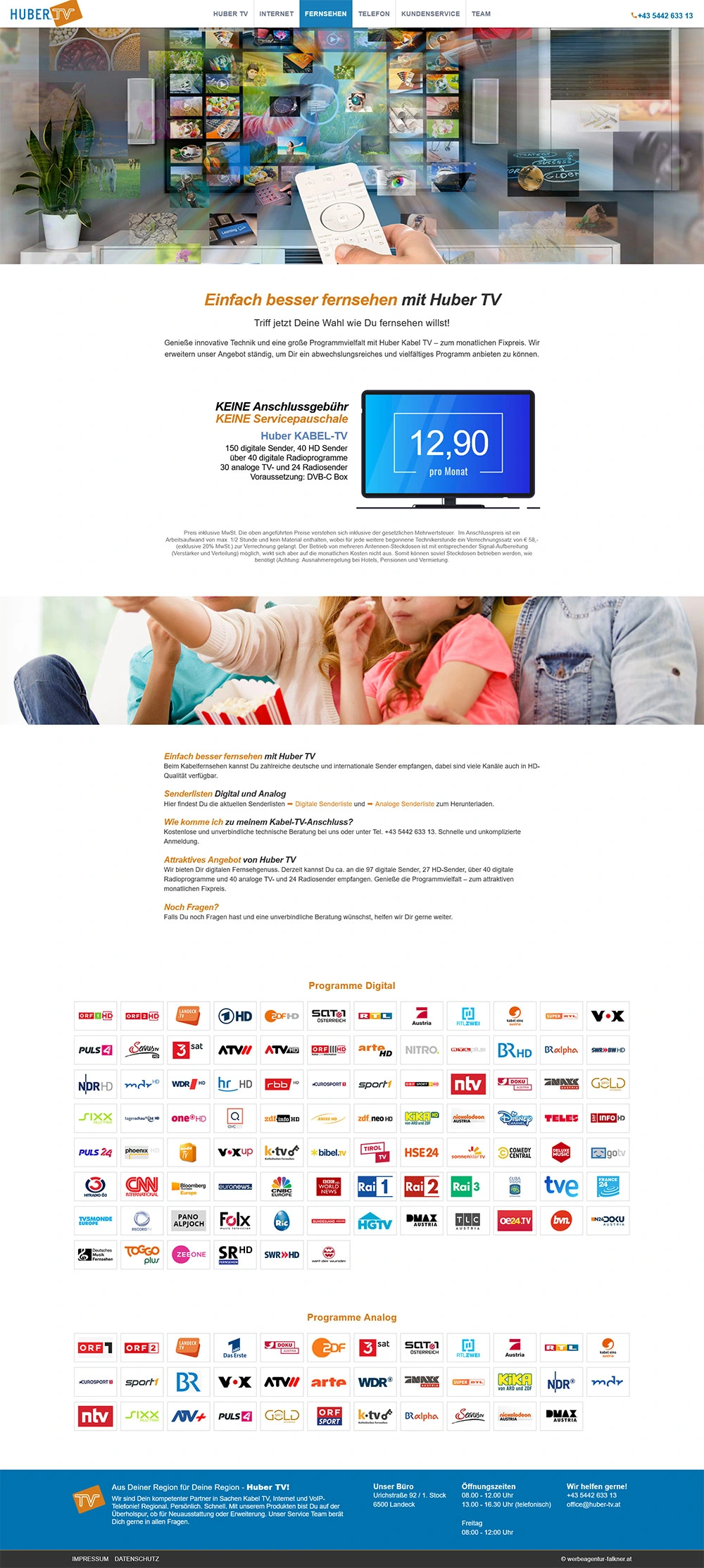 Website-Vorschau Huber TV + Kabel TV