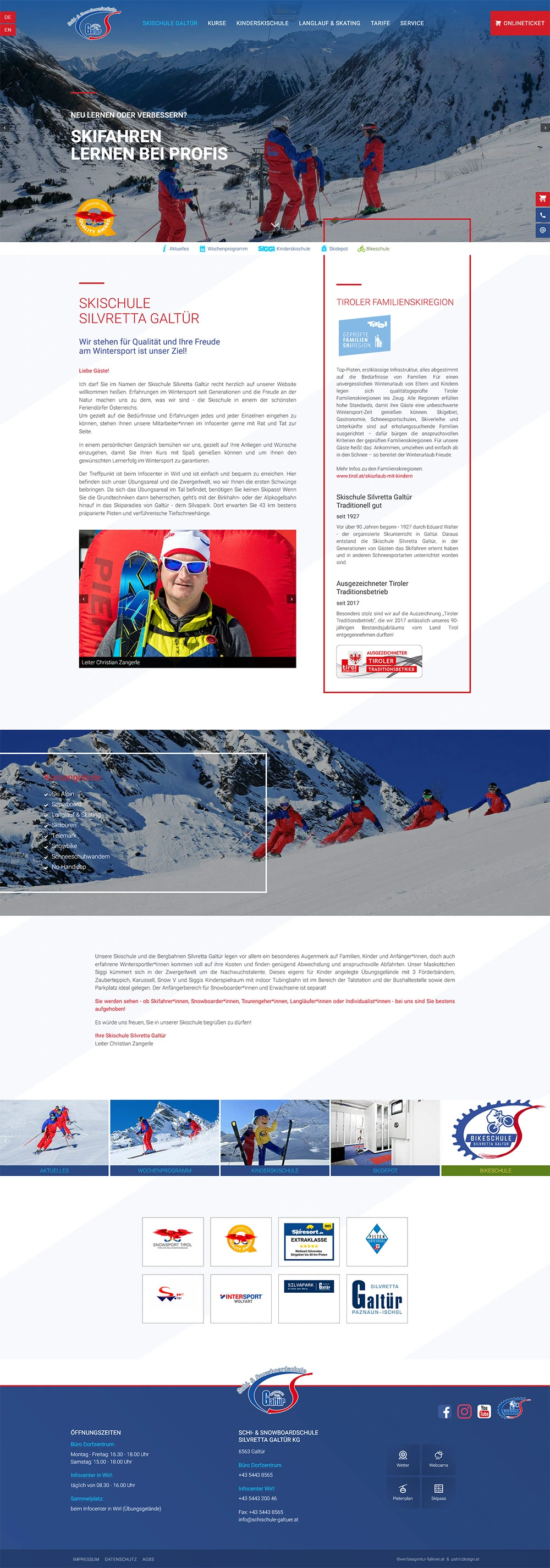 Website-Vorschau Schi- Snowboardschule Galtür