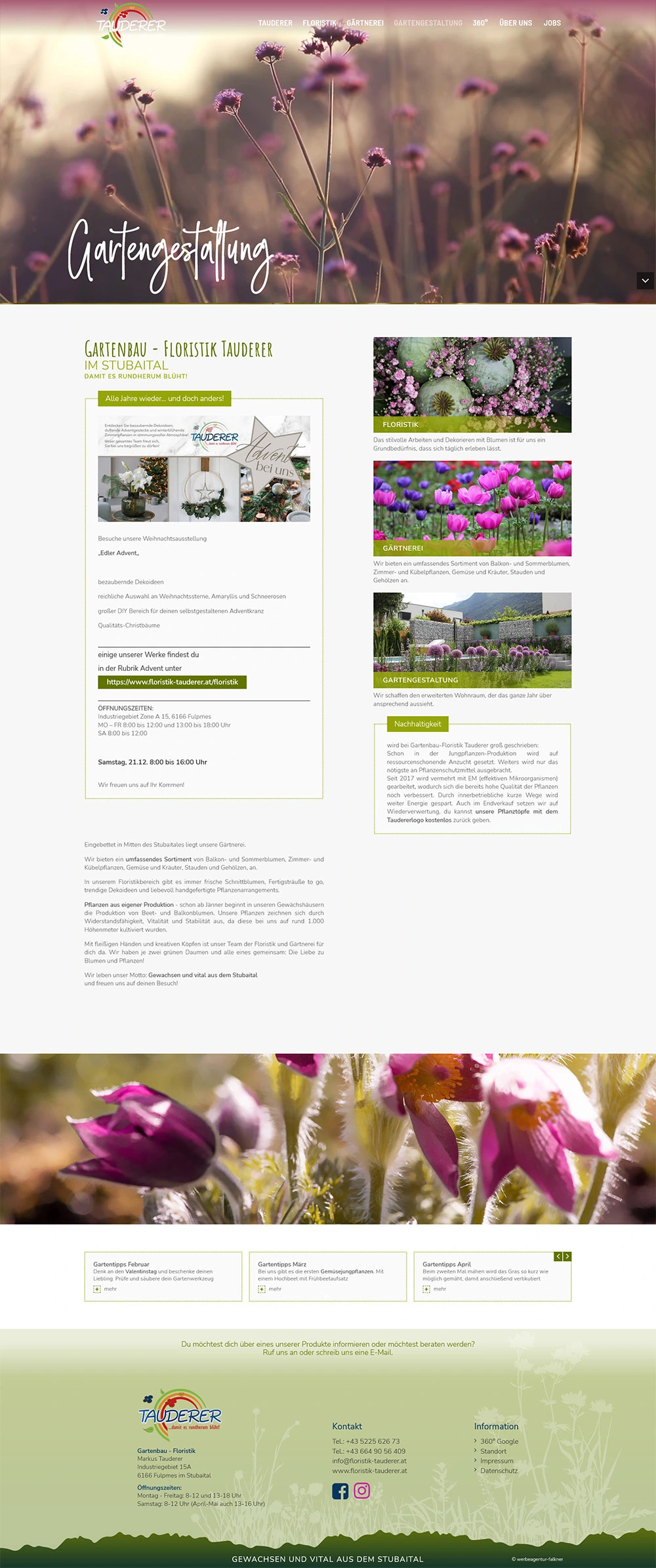 Website-Vorschau Gartenbau - Floristik Tauderer